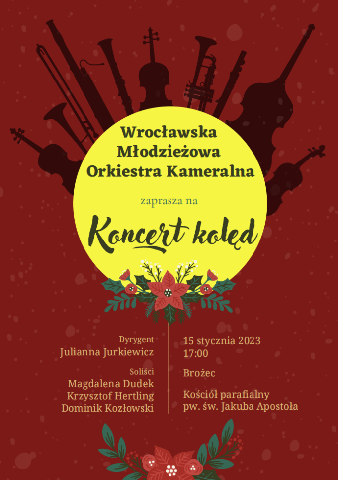 plakat koncertu kolędowego Wrocławskiej Orkiestry Wszechmuzycznej