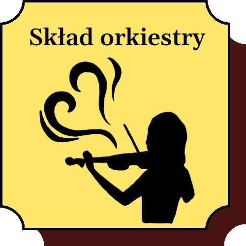 Menu kafelkowe: Link do zakładki "Skład orkiestry" z ikoną grającej na skrzypcach dziewczyny